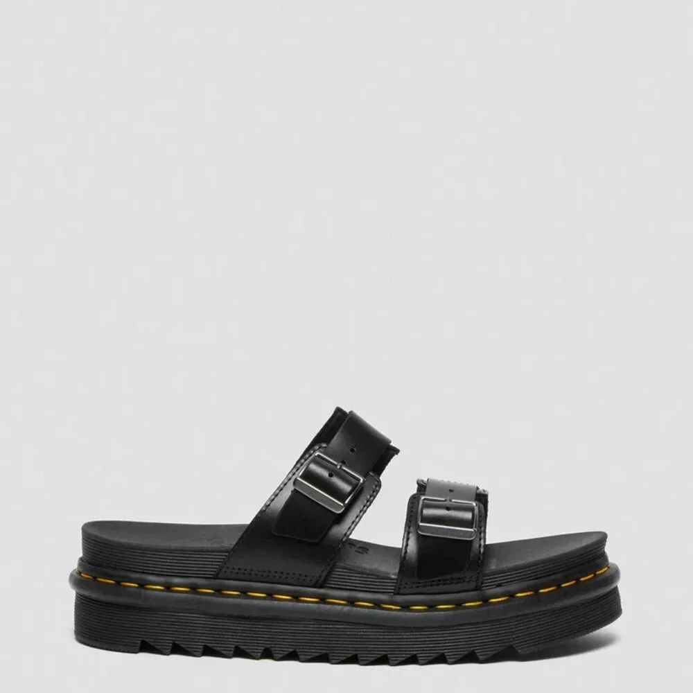 Dr Martens Myles Brando Leather Buckle Slide Sandals